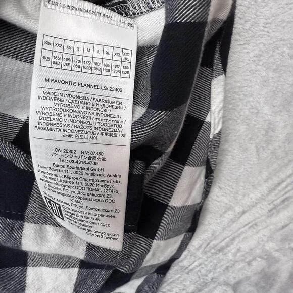 Burton Flannel Shirt Mens L Black Plaid Long Sleeve Button Up Snowboard Hiking - Picture 5 of 11